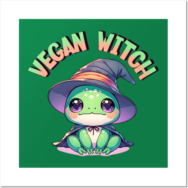 Vegan Witch Frog Cute Kawaii Animal Wall Art by WitchyArty